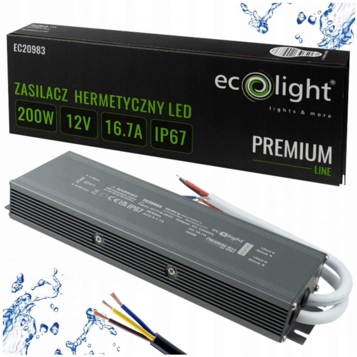 FORMAT Zasilacz 12V Led Hermetyczny 200W 16,67A Transor Wodoszczelny Premium