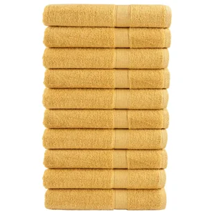 vidaXL Ręczniki do sauny, premium, 10 szt., złote, 80x200 cm, bawełna - Ręczniki - miniaturka - grafika 1