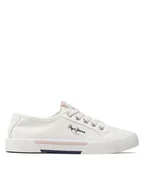Buty dla dziewczynek - Pepe Jeans Tenisówki Brady Girl Basic PGS30543 Biały - miniaturka - grafika 1