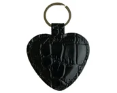 Breloki - Skórzany Brelok Serce (Wzór Krokodyla) Czarny - miniaturka - grafika 1