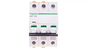 Schneider Electric LS-Schalter a9 °F05332 3P 32 A D iC60 N Acti9 wyłącznik nadmiarowo-prądowy 3606480441592 A9F05332 - Bezpieczniki elektryczne - miniaturka - grafika 1