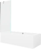Wanny - Mexen Cube wanna prostokątna 180 x 80 cm z obudową i parawanem 1-skrzydłowym 70 cm, transparent, chrom - 550518080X9507000001 - miniaturka - grafika 1