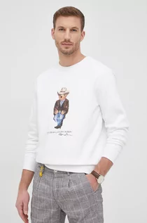 Bluzy męskie - Ralph Lauren Polo Polo bluza męska kolor biały z nadrukiem - grafika 1