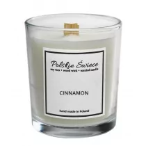 Polskie Świece Świeca sojowa Cinnamon z drewnianym knotem 190 g - Świece - miniaturka - grafika 1