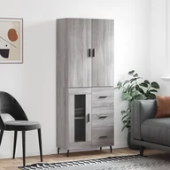 Witryny - vidaXL Witrynka szary dąb sonoma 69,5x34x180cm materiał drewnopochodny - miniaturka - grafika 1