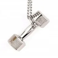 Łańcuszki - Srebrny Naszyjnik Kształt Hantel Sztanga Łańcuszek dla Fanów STAL Punk - miniaturka - grafika 1