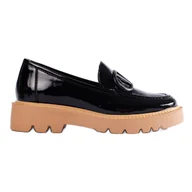 Mokasyny damskie - Klasyczne damskie mokasyny na platformie czarne Vinceza - miniaturka - grafika 1