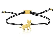 Bransoletki - Bransoletka z kotem devon rex złotym na sznurku - miniaturka - grafika 1