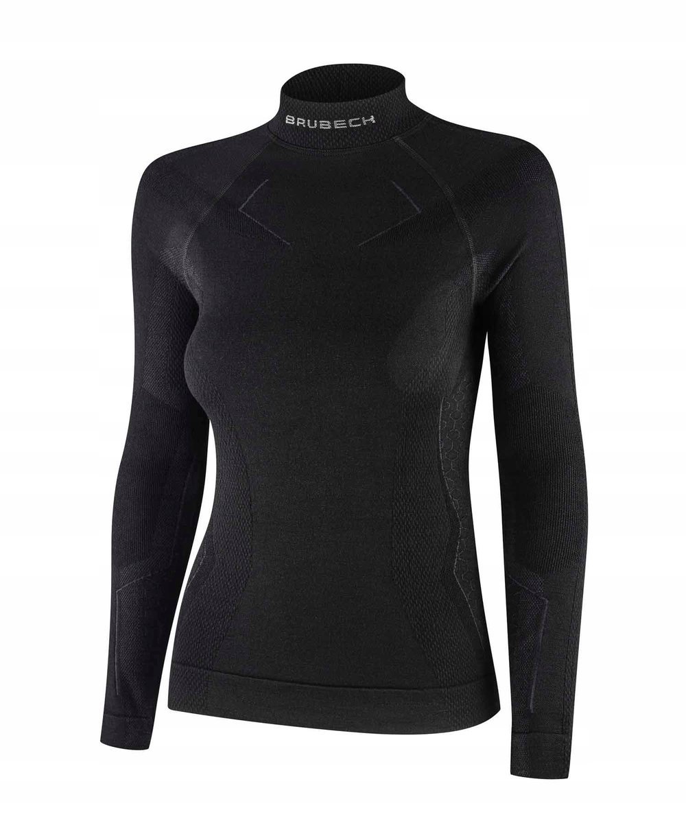 Damska Koszulka Termoaktywna Brubeck Extreme Wool Merino LS1665 - Czarny -