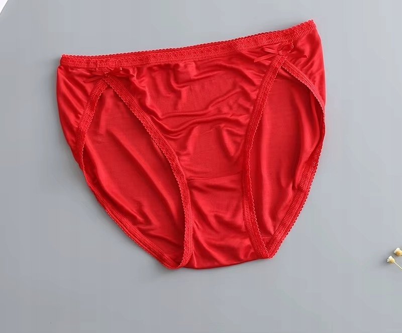 Figi Jedwabne Czerwone XL z Kokardkami 100% Jedwab Mulberry 19 Momme