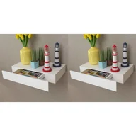 Półki do salonu - vidaXL vidaXL Półki wiszące z szufladami, 2 szt., białe, 48 cm - miniaturka - grafika 1