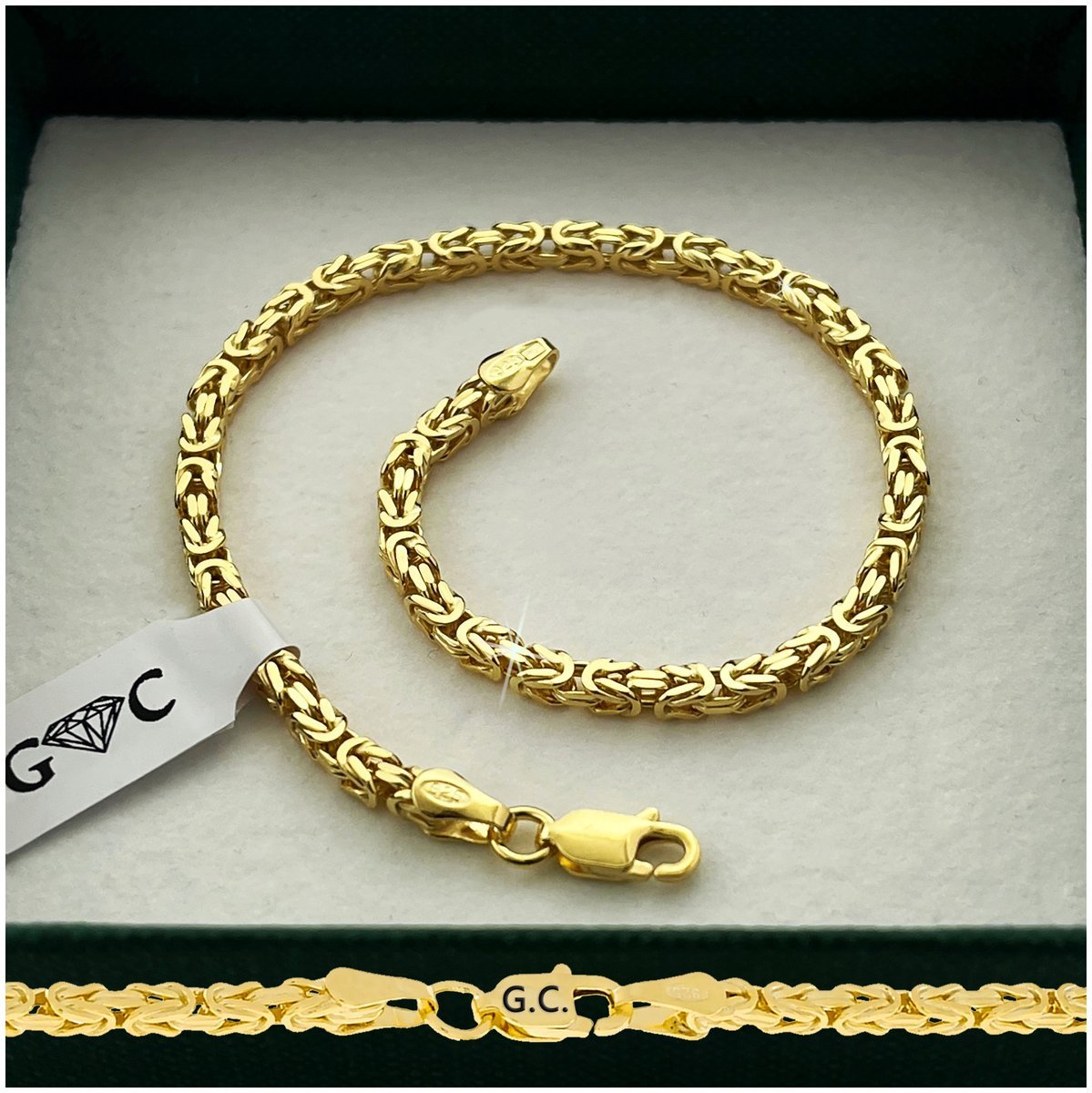 ZŁOTA BRANSOLETKA MĘSKA 925/585 SREBRO SPLOT KRÓLEWSKI 19cm/2,8mm + Y