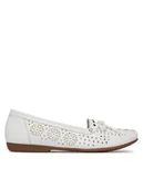 Mokasyny damskie - Rieker Mokasyny L6396-80 Biały - miniaturka - grafika 1