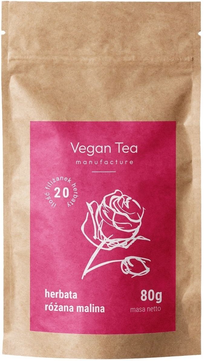 Vegan Tea - herbata biała sypana Różana Malina opakowanie uzupełniające 80 g