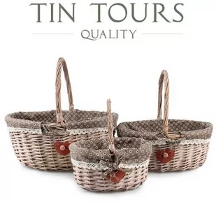 KOMPLET 3x BRĄZOWY KOSZ WIKLINOWY Z UCHWYTEM - Kosze wiklinowe - miniaturka - grafika 1