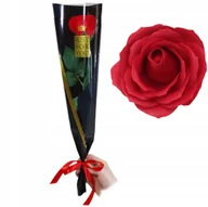 Sztuczne kwiaty - Bukiet róża mydlana jak żywa 43 cm czerwona na łodydze flower box PREZENT - miniaturka - grafika 1