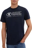 Koszulki męskie - T-Shirt Męski z Nadrukiem Tom Tailor 1035611 Granatowy M - miniaturka - grafika 1