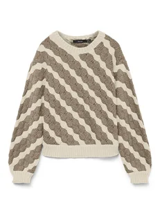 Vero Moda Sweter w kolorze beżowo-oliwkowym - Swetry damskie - miniaturka - grafika 1