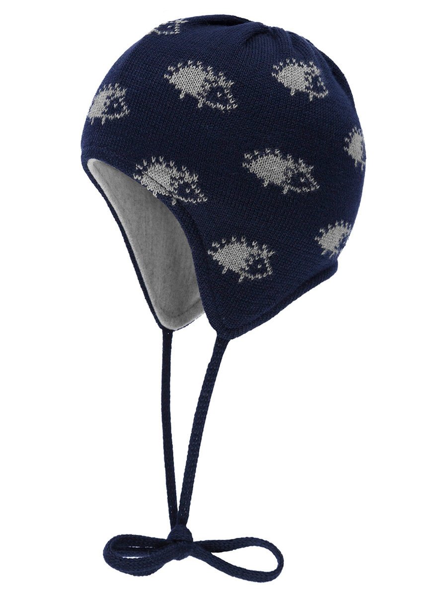 Chłopięca czapka wiązana jeże granatowa Döll r.45