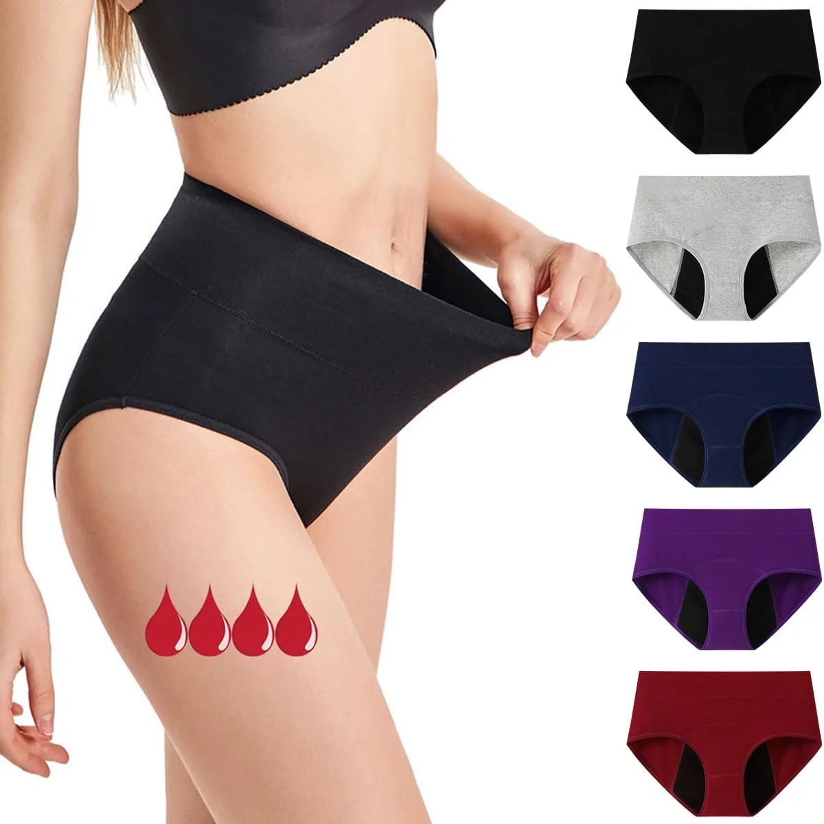 Majtki menstruacyjne chłonne nieprzemakalne dla kobiet, rozmiar M
