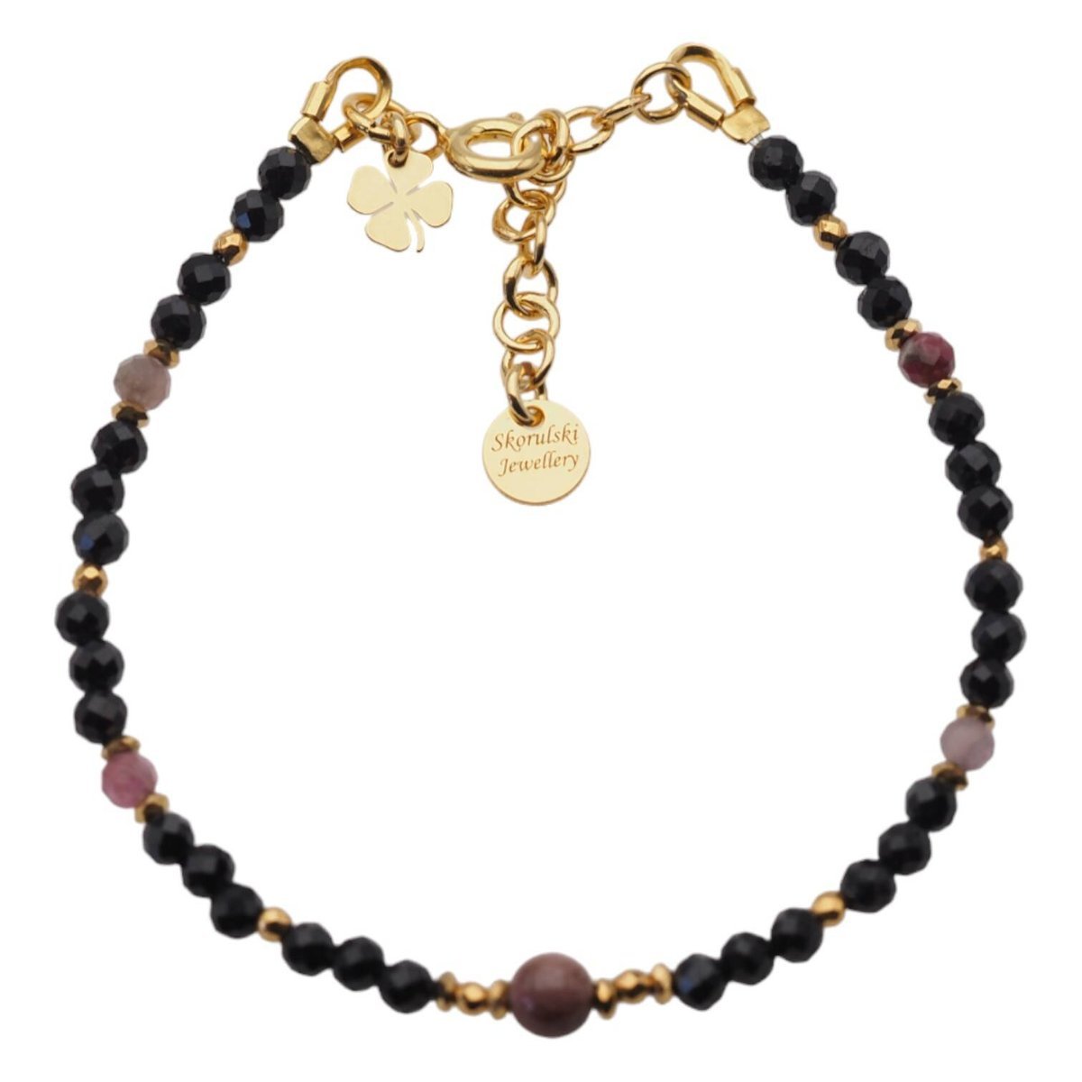 Bransoletka znak zodiaku panna - mix kamieni i srebro złocone