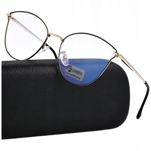 Okulary kocie do komputera damskie z filtrem BLUE Light zerówki 2580 złoto-czarne - Okulary korekcyjne, oprawki, szkła - miniaturka - grafika 1