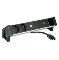 Gniazdka elektryczne - BACHMANN DESK2 ALU BLACK 2xUTE 1xCM 1xUSBC 60W 0.2m GST18 - miniaturka - grafika 1