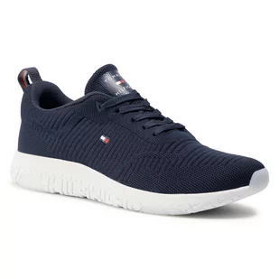 TOMMY HILFIGER Sneakersy Corporate Knit Rib Runner FM0FM02838 Desert Sky DW5 - Sneakersy damskie - miniaturka - grafika 1