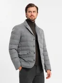 Kurtki męskie - Kurtka męska o kroju marynarki z podpinką szara V1 OM-JALP-0170 S - miniaturka - grafika 1