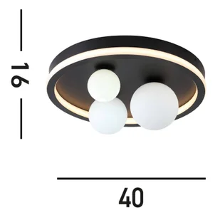 Searchlight Lampa sufitowa LED Trident, czarna, Ø 40 cm, stal/szkło opalowe - Lampy sufitowe - miniaturka - grafika 1