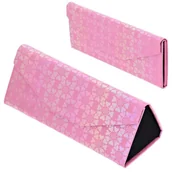Akcesoria do okularów - Etui na okulary składane w trójkąt wzór serduszka ET-132B jasny róż - miniaturka - grafika 1