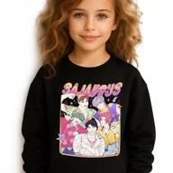 Bluzy dla dziewczynek - Bluza Dziecięca Czarna GIRL DINNER Do Przedszkola K-pop Muzyka Wz - 128 cm - miniaturka - grafika 1