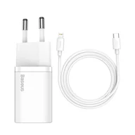 Kable USB - Baseus Super Si 1C szybka ładowarka USB Typ C 20W Power Delivery + kabel USB Typ C - Lightning 1m biały (TZCCSUP-B02) - miniaturka - grafika 1