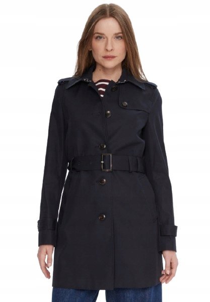 TOMMY HILFIGER GRANATOWY KLASYCZNY PŁASZCZ Z KLASAMI XXS 1JQA