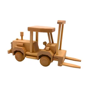 Zrównoważone drewno – wózek widłowy, drewniany samochód jako wózek widłowy, samochód dekoracyjny, wózek drewniany, wózek widłowy jako model samochodu z drewna, dł./szer./wys. 30 x 8 x 16 cm. - Girlandy - miniaturka - grafika 1