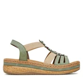 Sandały damskie - Sandały Rieker CEO-V0920-52 Zielony - miniaturka - grafika 1