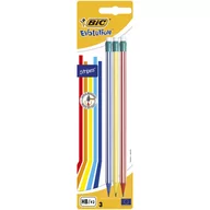 Ołówki - BIC - Ołówek grafitowy HB BIC Evolution Stripes z gumką blister 3 szt. - miniaturka - grafika 1