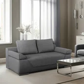 Sofy i kanapy - Sofa Rozkładana z Funkcją Spania RENO Dwuosobowa Szara Nowoczesna do Salonu - miniaturka - grafika 1