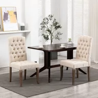 Krzesła - vidaXL Krzesła stołowe 2 szt., beżowe, stylizowane na lniane, tkanina - miniaturka - grafika 1