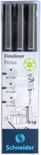 Cienkopisy - zestaw cienkopisów schneider pictus, 3 szt., czarne, mix grubości - miniaturka - grafika 1