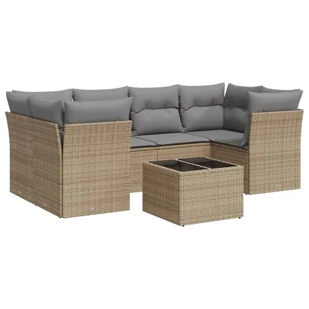 Zestaw mebli ogrodowych beżowy z rattanem PE, wymiary 62 x 62 x 69 cm