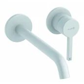 Baterie umywalkowe - KLUDI 202455315 NOVA FONTE Pura ścienna bateria umywalkowa, wysięg wylewki 220 mm; biały mat - miniaturka - grafika 1