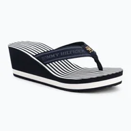 Klapki i japonki damskie - Japonki damskie Tommy Hilfiger Stripes Wedge Beach Sandal space blue - miniaturka - grafika 1