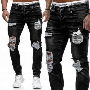 Joggery Jeansy Męskie Spodnie Jeansowe poszarpane - Spodnie męskie - miniaturka - grafika 1