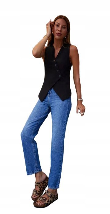 TRENDYOL NIEBIESKIE JEANSY MOM JEANS Z PRZETARCIAMI 38 5_A