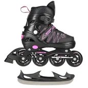Rolki - Nils Extreme NH11912 A 2w1 BLACK/PINK ROZM. S(31-34) ŁYŻWOROLKI Z WYM. PŁ. HOKEJOWĄ EXTREME - miniaturka - grafika 1