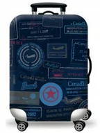 Akcesoria podróżnicze - POKROWIEC NA BAGAŻ WALIZKĘ OCHRONNY GRANATOWY WZORY TRAVEL M - miniaturka - grafika 1