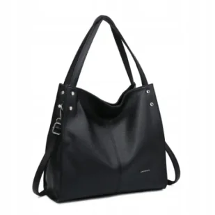 Czarna Pojemna Torebka Damska na Ramię LUIGISANTO Format A4 Skóra Eko - Torebki damskie Czarna Pojemna Torebka Damska na Ramię LUIGISANTO Format A4 Skóra Eko - Torebki damskie - miniaturka - grafika 1