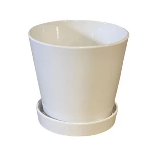 Doniczka Stożek z podstawką 10 cm ceramiczna biała - Donice - miniaturka - grafika 1