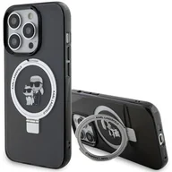 Etui i futerały do telefonów - Karl Lagerfeld KLHMP15XHMRSKCK iPhone 15 Pro Max 6.7" czarny/black hardcase Ring Stand Karl&Choupettte MagSafe - miniaturka - grafika 1